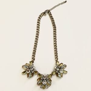 2/$30 Elegant Gold Silver Clear Crystal Chunky Statement Necklace Bronze Evening